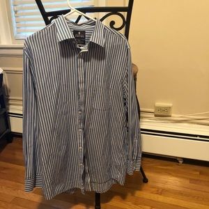 Stafford Blue and White Striped Button Down Shirt
